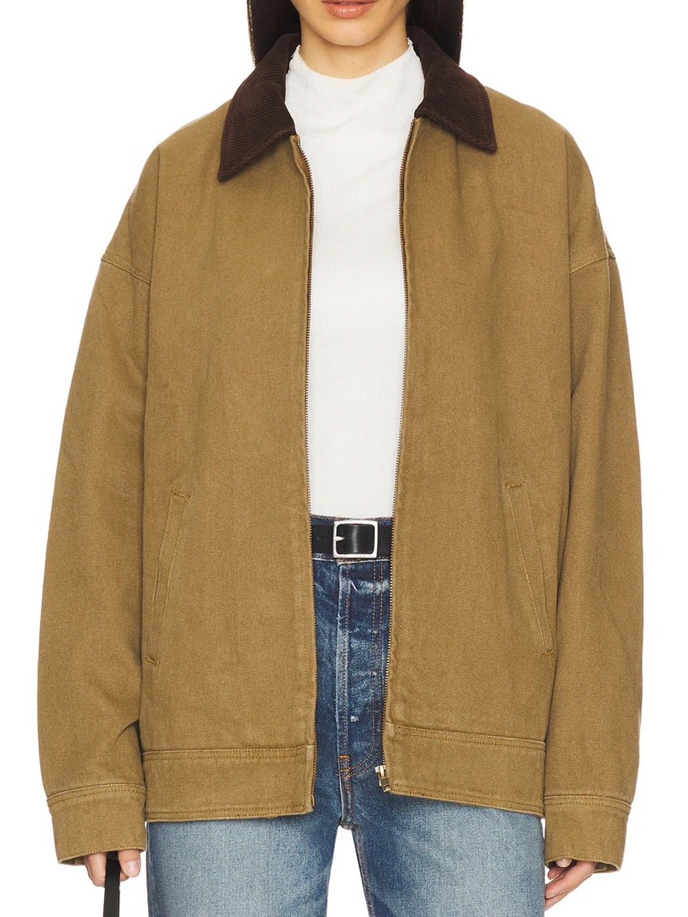 Lioness Womens Workwear Barn Jacket in Tan & Brown Corduroy Collar Size Small